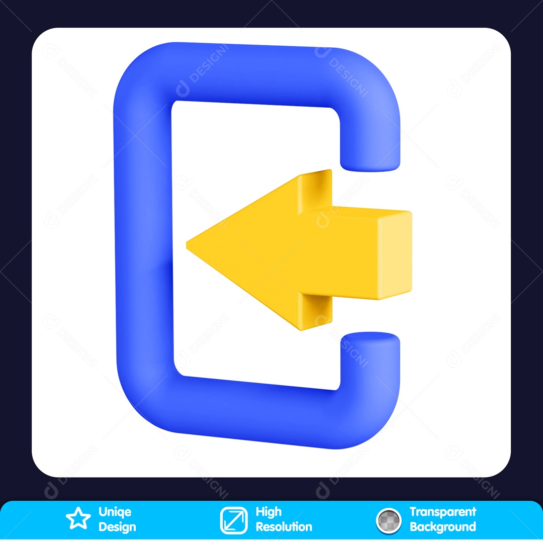 Ícone 3D Símbolo Entrada Azul Amarelo Para Composição PSD