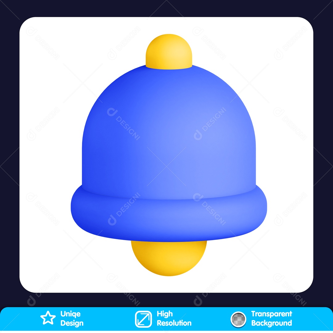 Ícone 3D Sino Azul Para Composição PSD