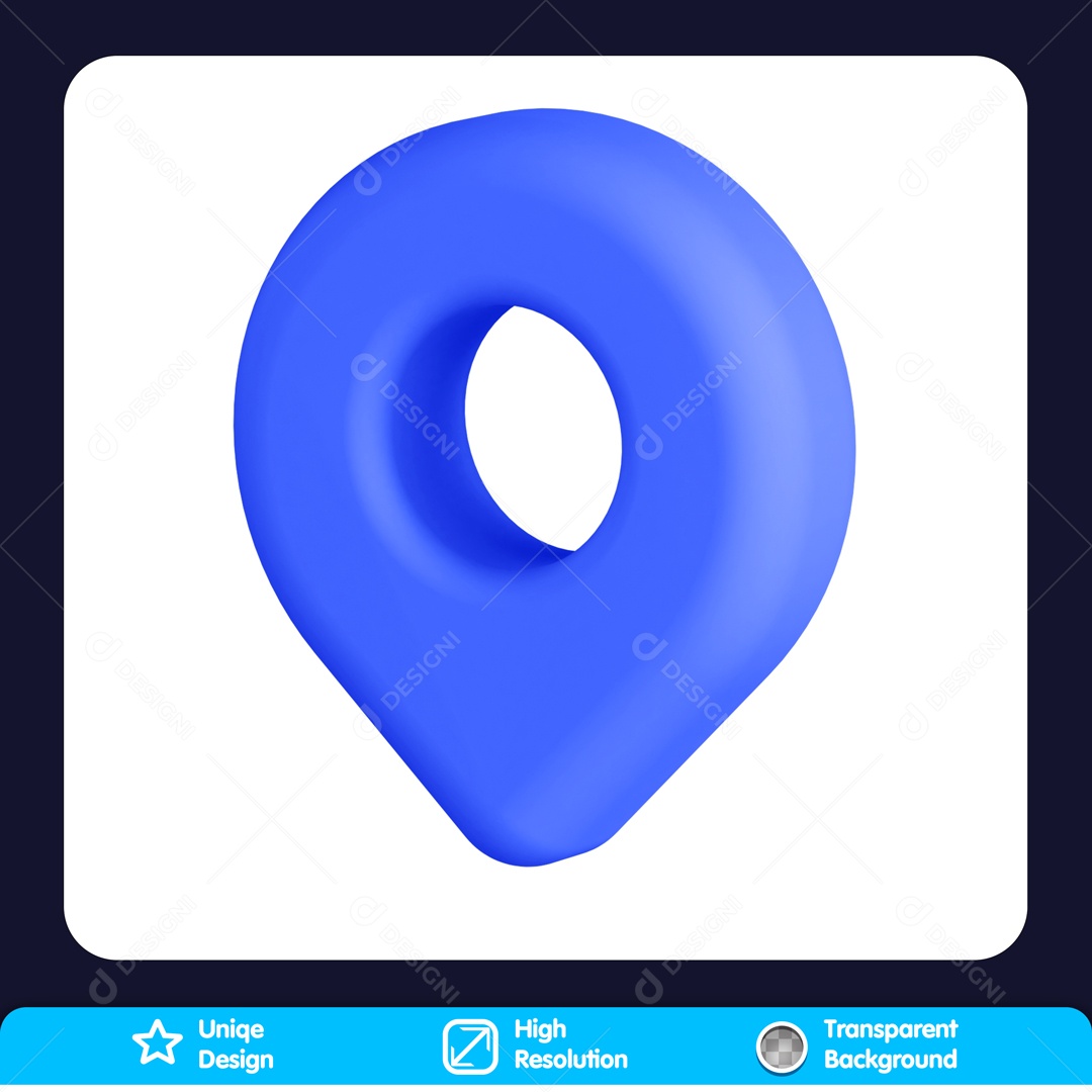 Ícone 3D Pin De Localização Azul Para Composição PSD