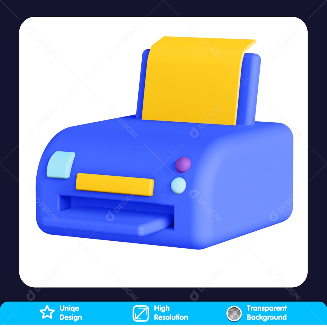 Icone 3D Impressora Azul Para Composição PSD