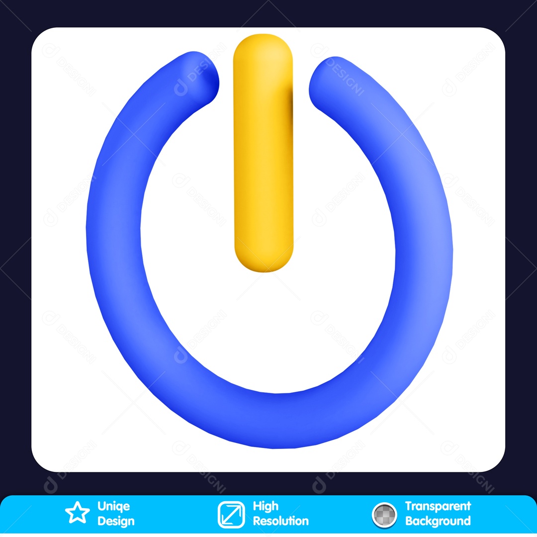 Ícone 3D Botão Liga E Desliga Amarelo E Azul para Composição PSD