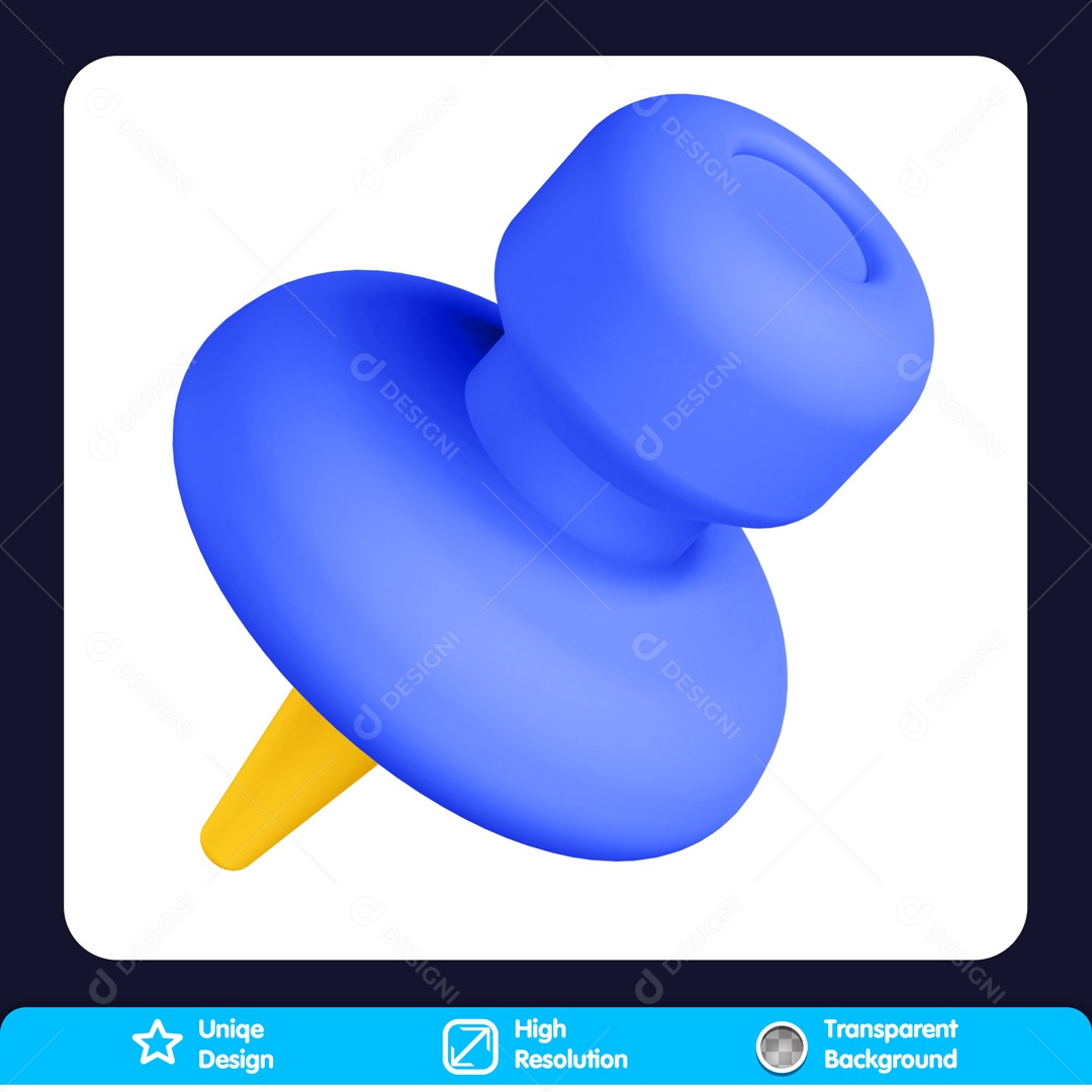 Icone 3D Alfinete Azul Para Composição PSD