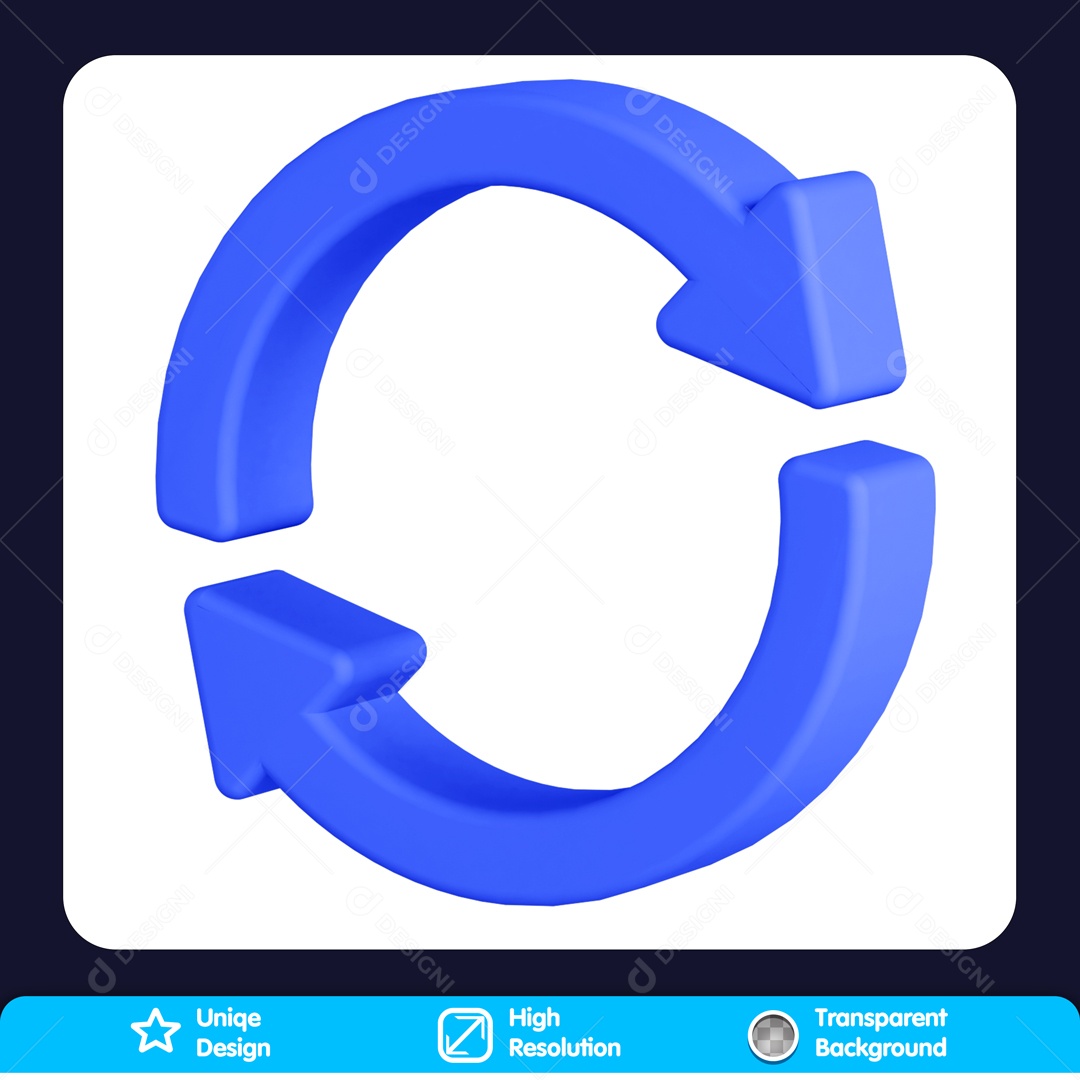 Ícone 3D De Setas Circular Azul Para Composição PSD