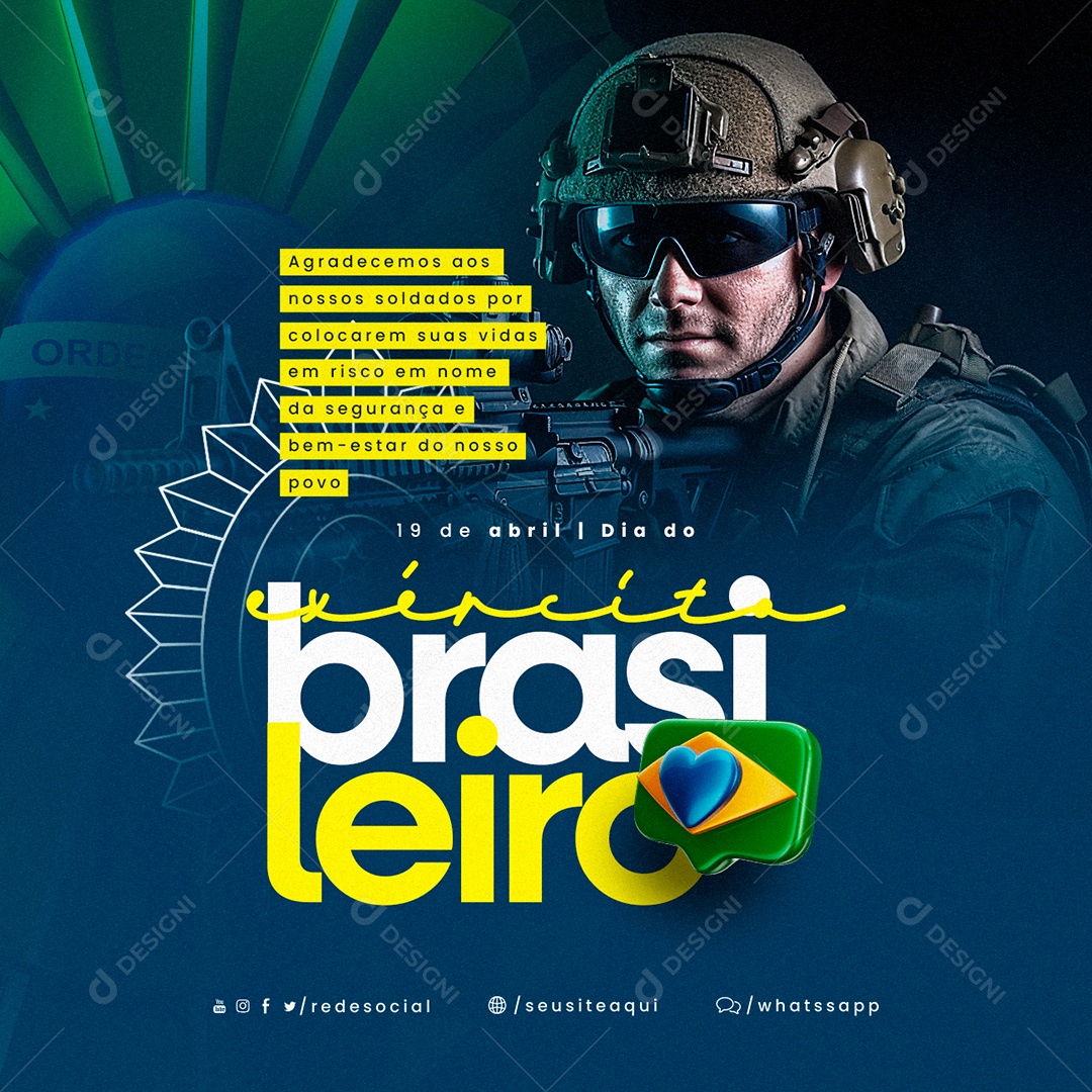 Social Media Dia Do Exército Brasileiro 19 De Abril PSD Editável