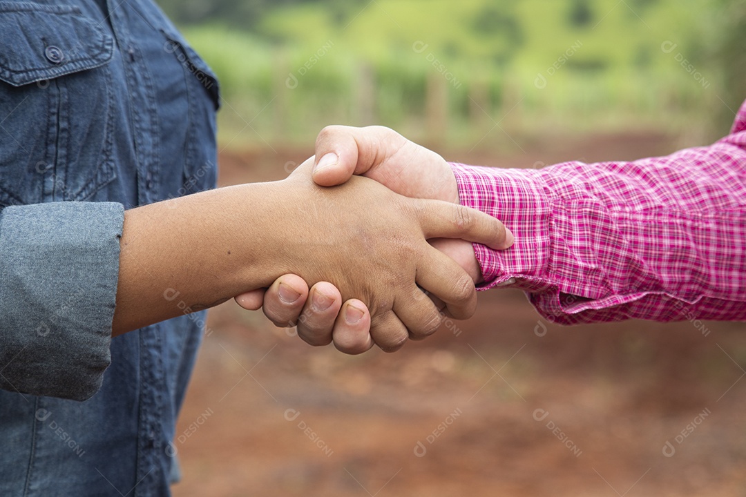 Agricultores sobre fazenda