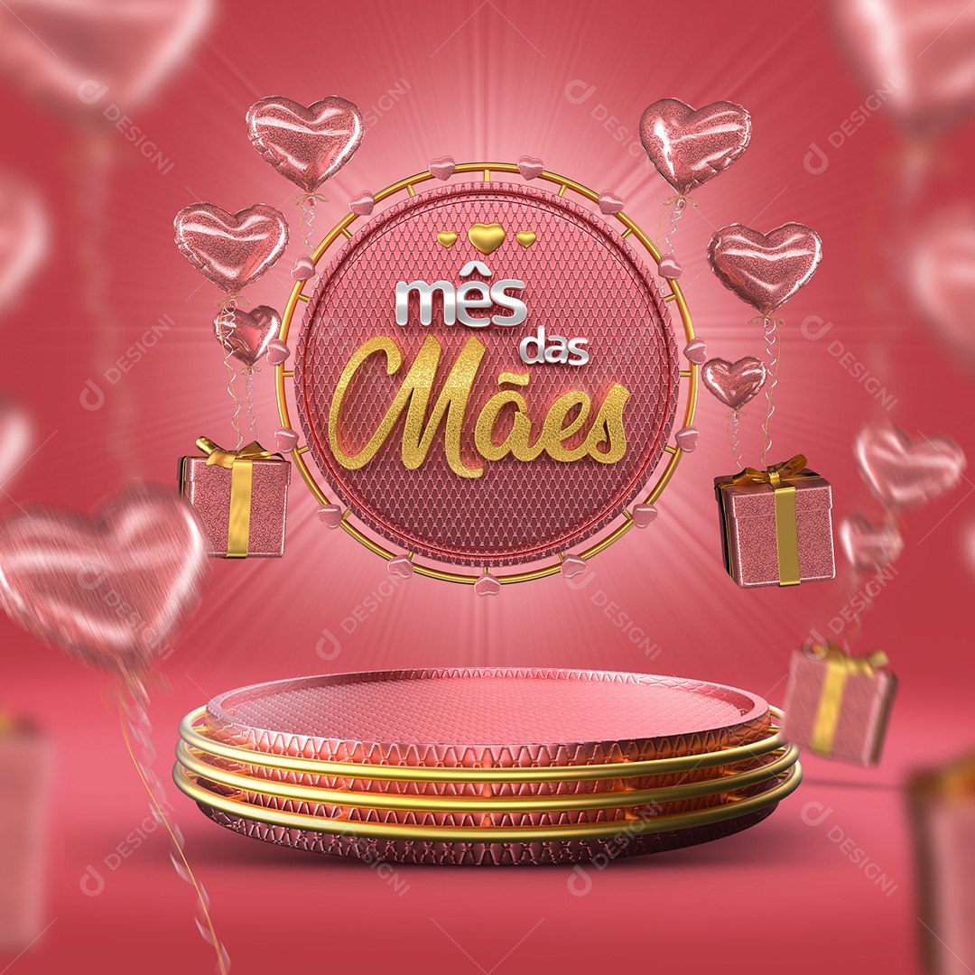 Selo 3D Para Composição Mês Das Mães PSD