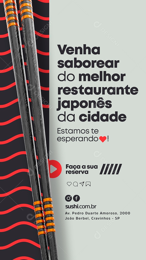 Story Venha Saborear do Melhor Restaurante Japonês da Cidade Social Media PSD Editável