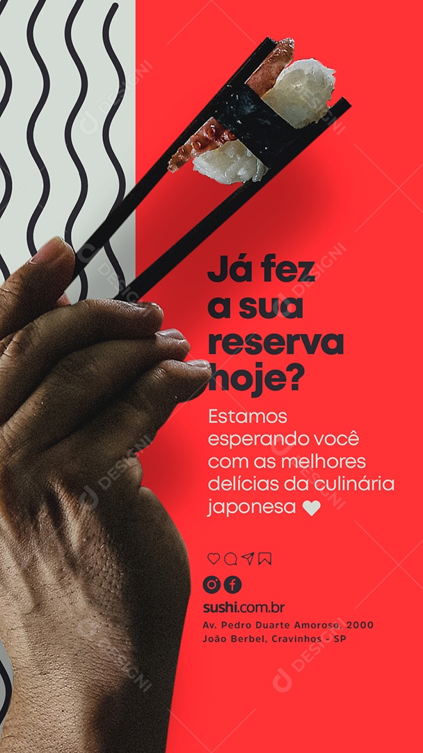 Story Já Fez a Sua Reserva Hoje Restaurante Japonês Social Media PSD Editável