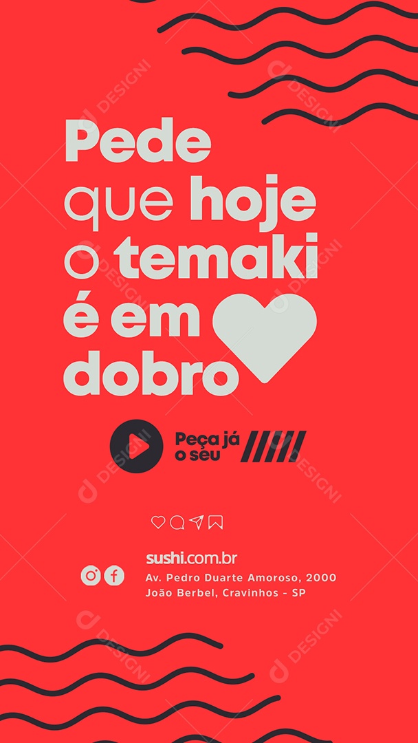 Story Pede Que Hoje O Temaki É Em Dobro Restaurante Japonês Social Media PSD Editáve,