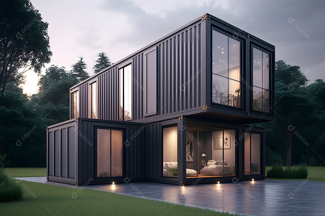 Exterior Da Casa Do Recipiente Em Contêiner Imagem De Interligência Artificial