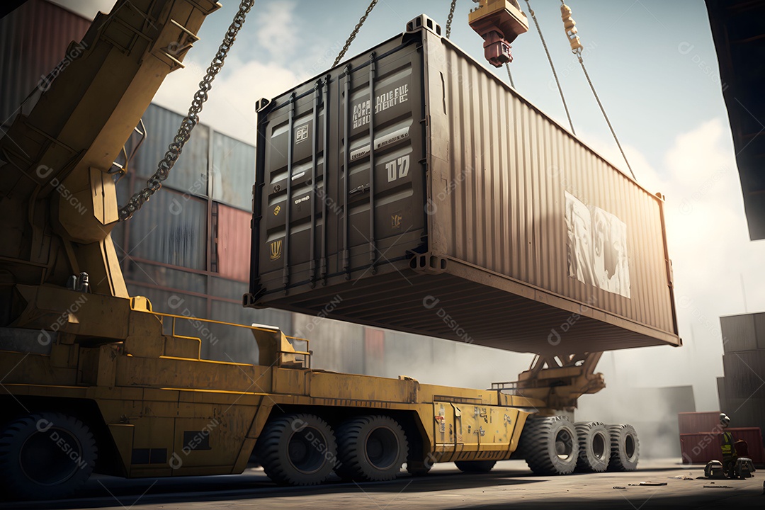 Contêiner De Carga De Transporte Cinza Realista Imagem De Interligência Artificial