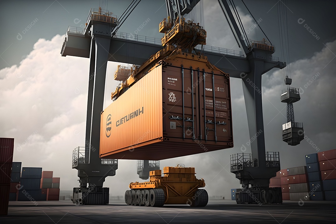 Contêiner De Carga De Transporte Realista Imagem De Interligência Artificial