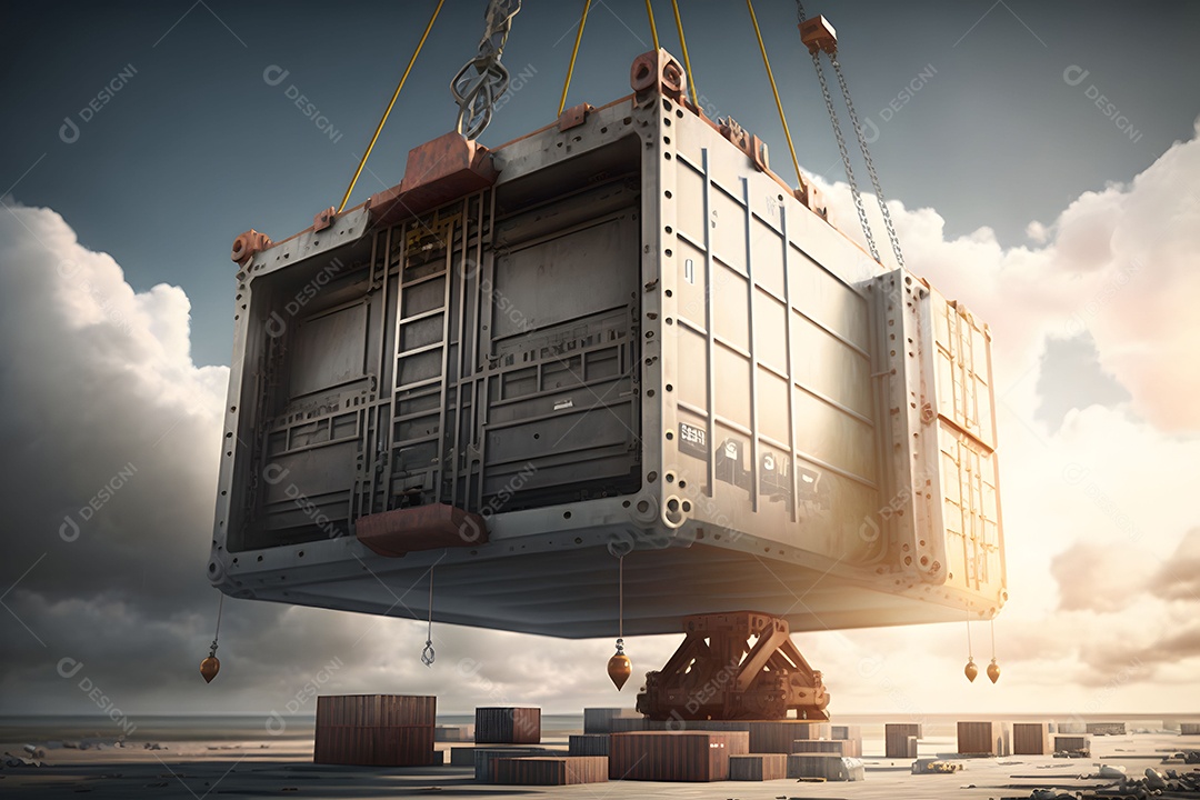 Contêiner De Carga De Transporte Cinza Realista Imagem De Interligência Artificial