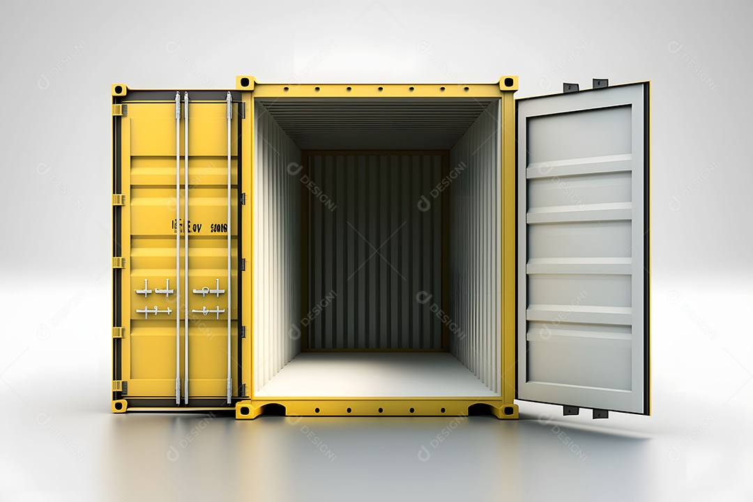 Contêiner De Carga De Transporte Amarelo Realista Imagem De Interligência Artificial