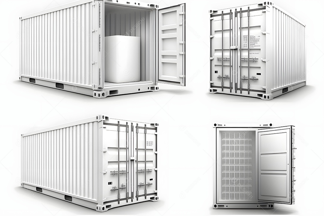 Contêiner De Carga De Transporte Branco Realista Imagem De Interligência Artificial