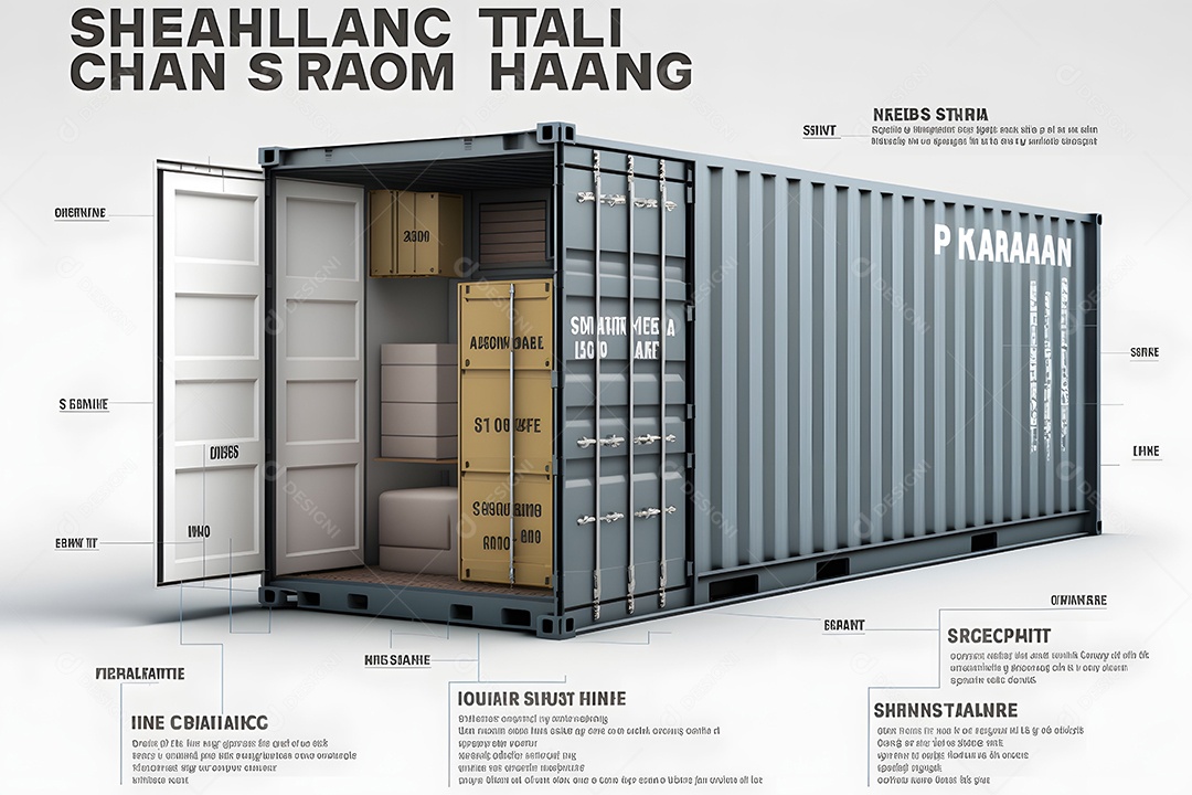 Contêiner De Carga De Transporte Preto Realista Imagem De Interligência Artificial