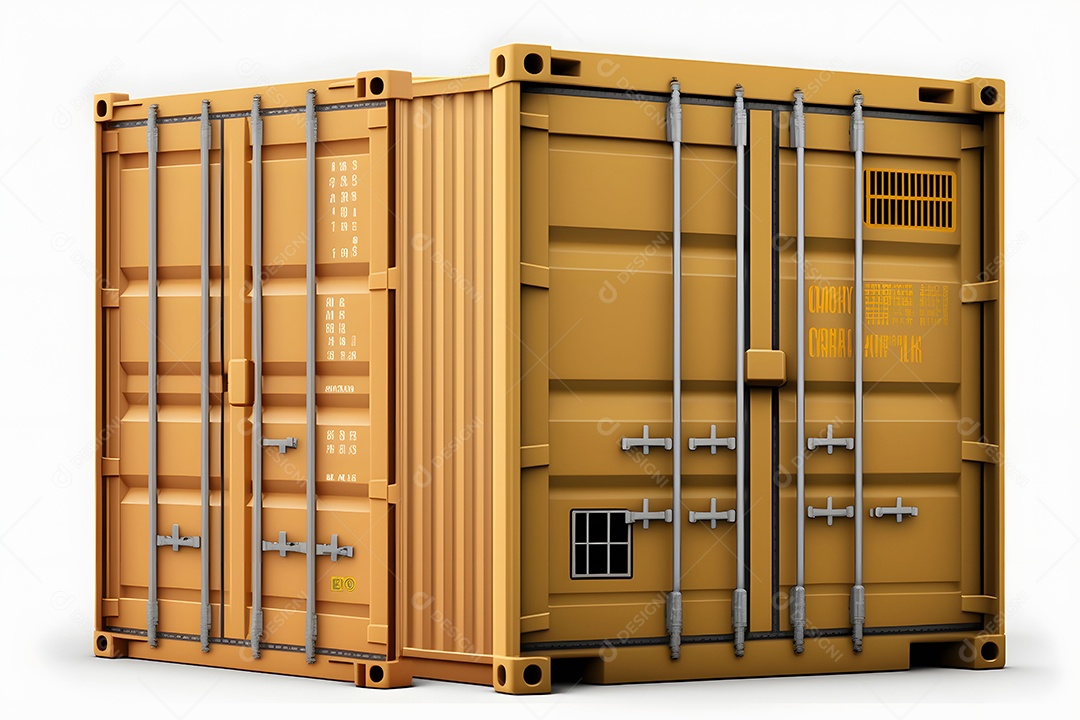 Contêiner De Carga De Transporte Laranjado Realista Imagem De Interligência Artificial