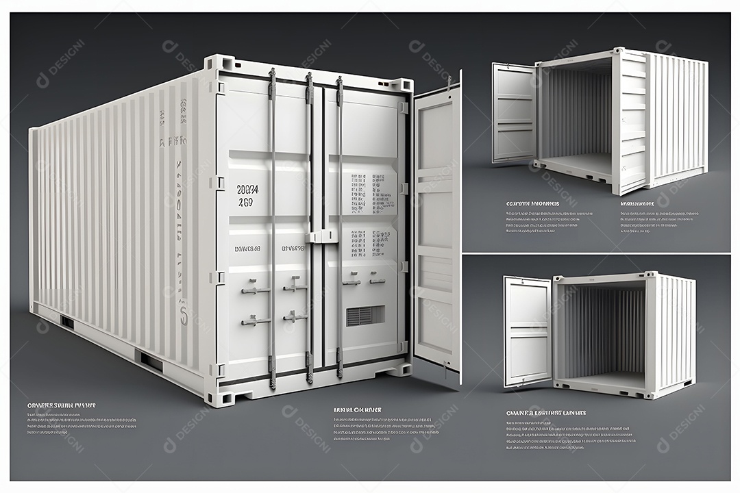 Contêiner De Carga De Transporte Branco Realista Imagem De Interligência Artificial