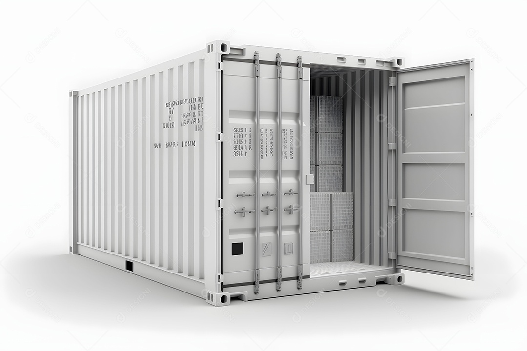 Contêiner De Carga De Transporte Cinza Realista Imagem De Interligência Artificial