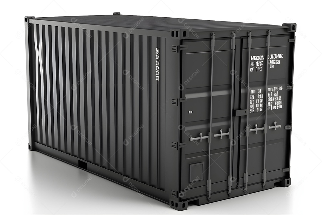Contêiner De Carga De Transporte Preto Realista Imagem De Interligência Artificial