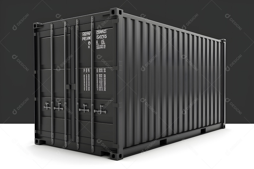 Contêiner De Carga De Transporte Preto Realista Imagem De Interligência Artificial