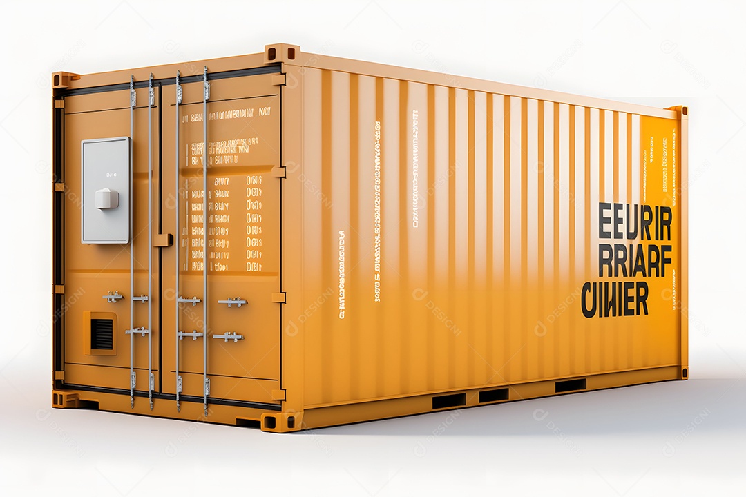 Maquete De Contêiner Laranjado De Transporte Imagem Interligência Artificial