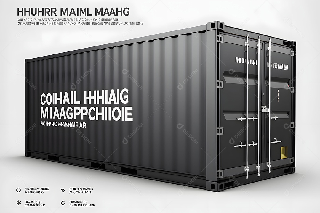 Maquete De Contêiner Preto De Transporte Imagem Interligência Artificial