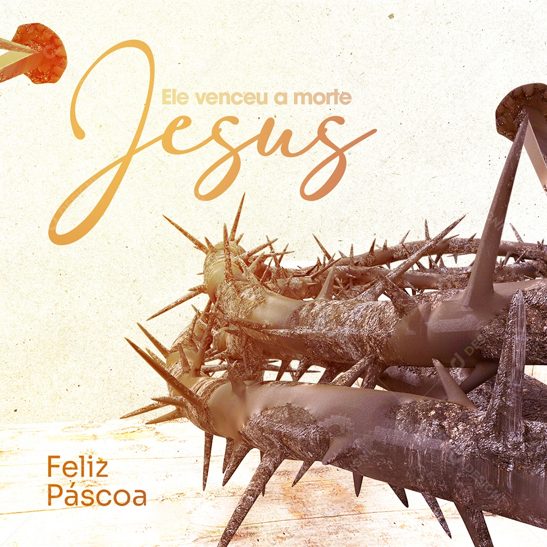 Social Media Ele Venceu A Morte Pascoa PSD Editável
