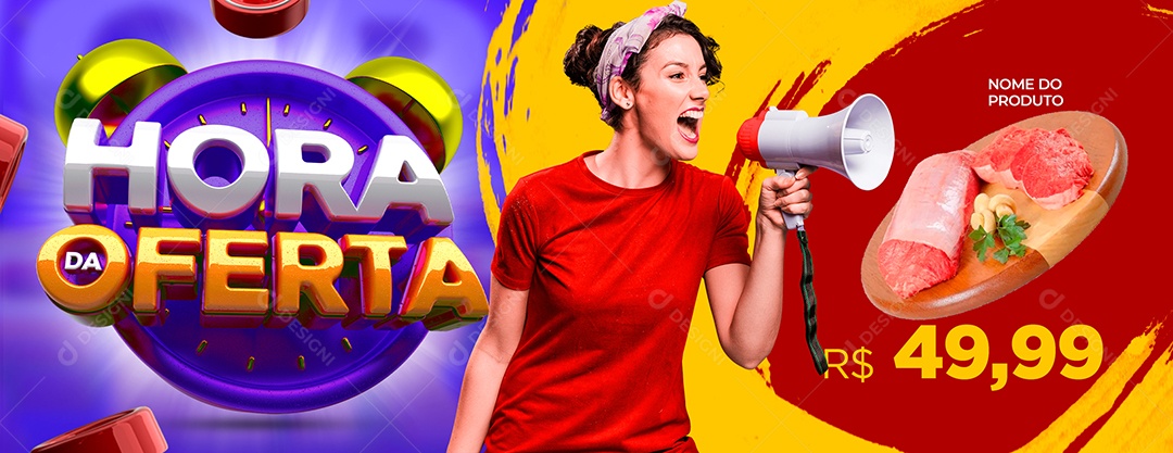 Social Media Banner Hora Da Oferta PSD Editável