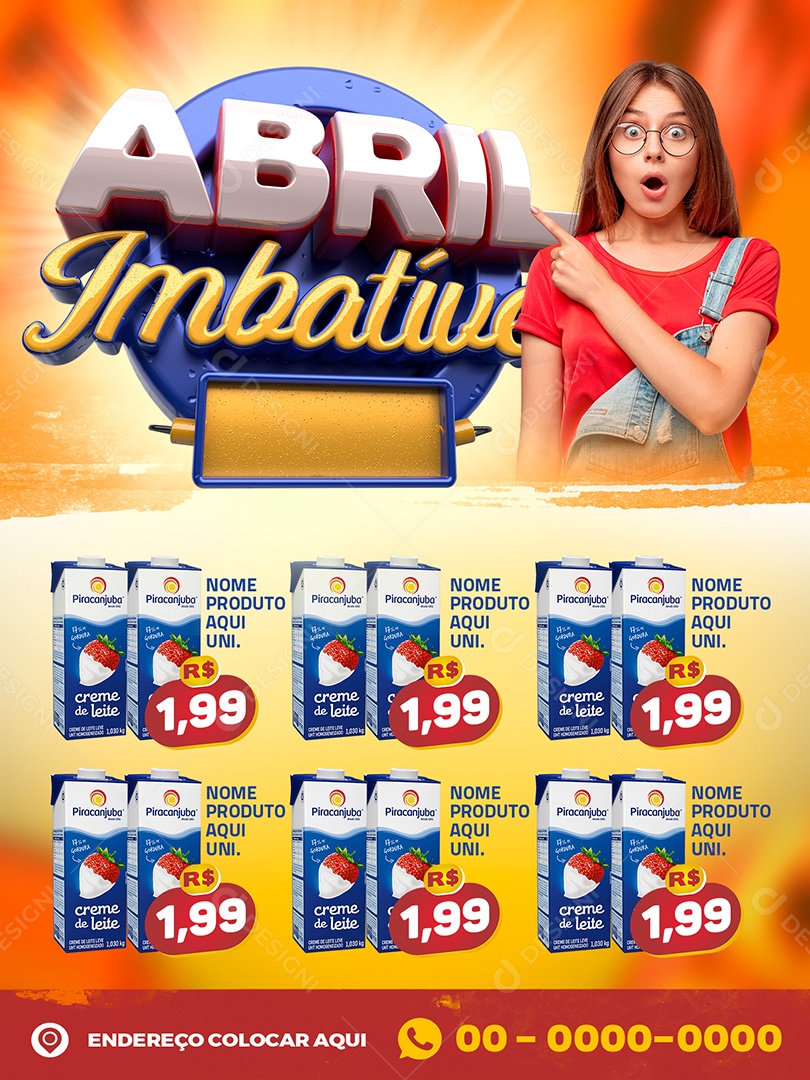 Social Media Encarte Abril imbatível Supermercados PSD Editável