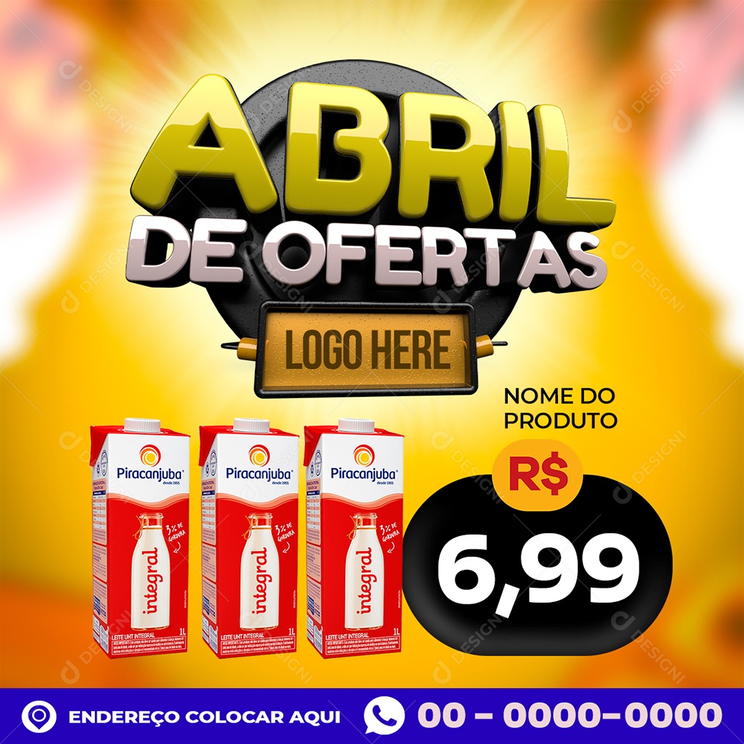 Social Media Abril De Ofertas Supermercado Produtos PSD Editável