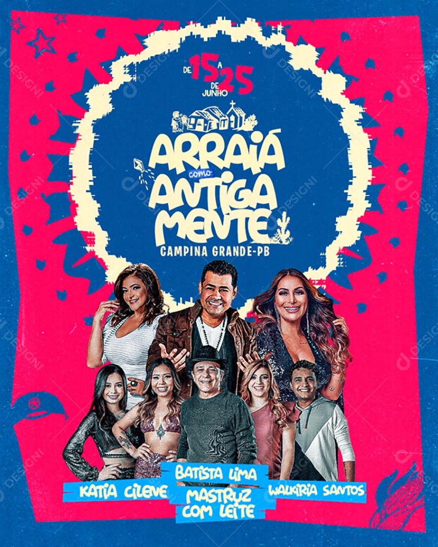 Flyer Arraiá Como Antigamente Social Media PSD Editável