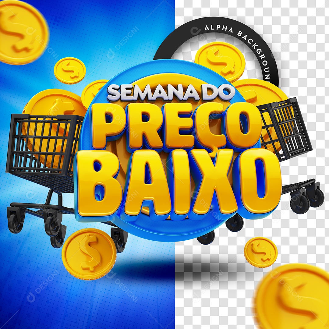 Selo 3D Para Composição Semana do Preço Baixo PSD