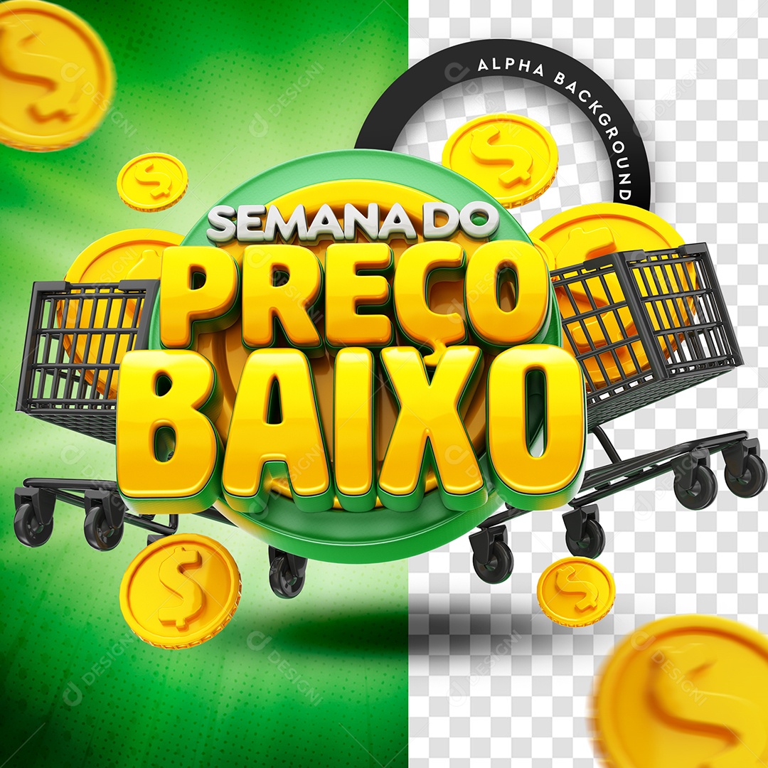 Selo 3D Para Composição Semana do Preço Baixo PSD