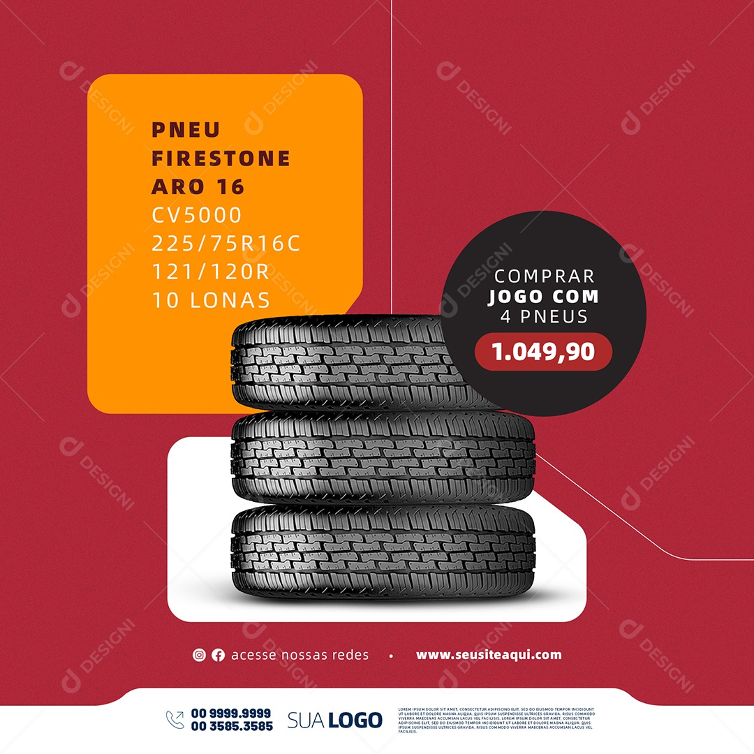 Pneu Firestone Aro 16 Loja de Pneus Social Media PSD Editável