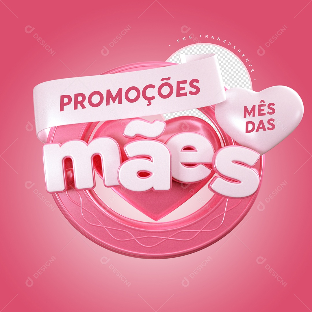 Selo 3D Para Composição Promoção Mês Das Mães PSD