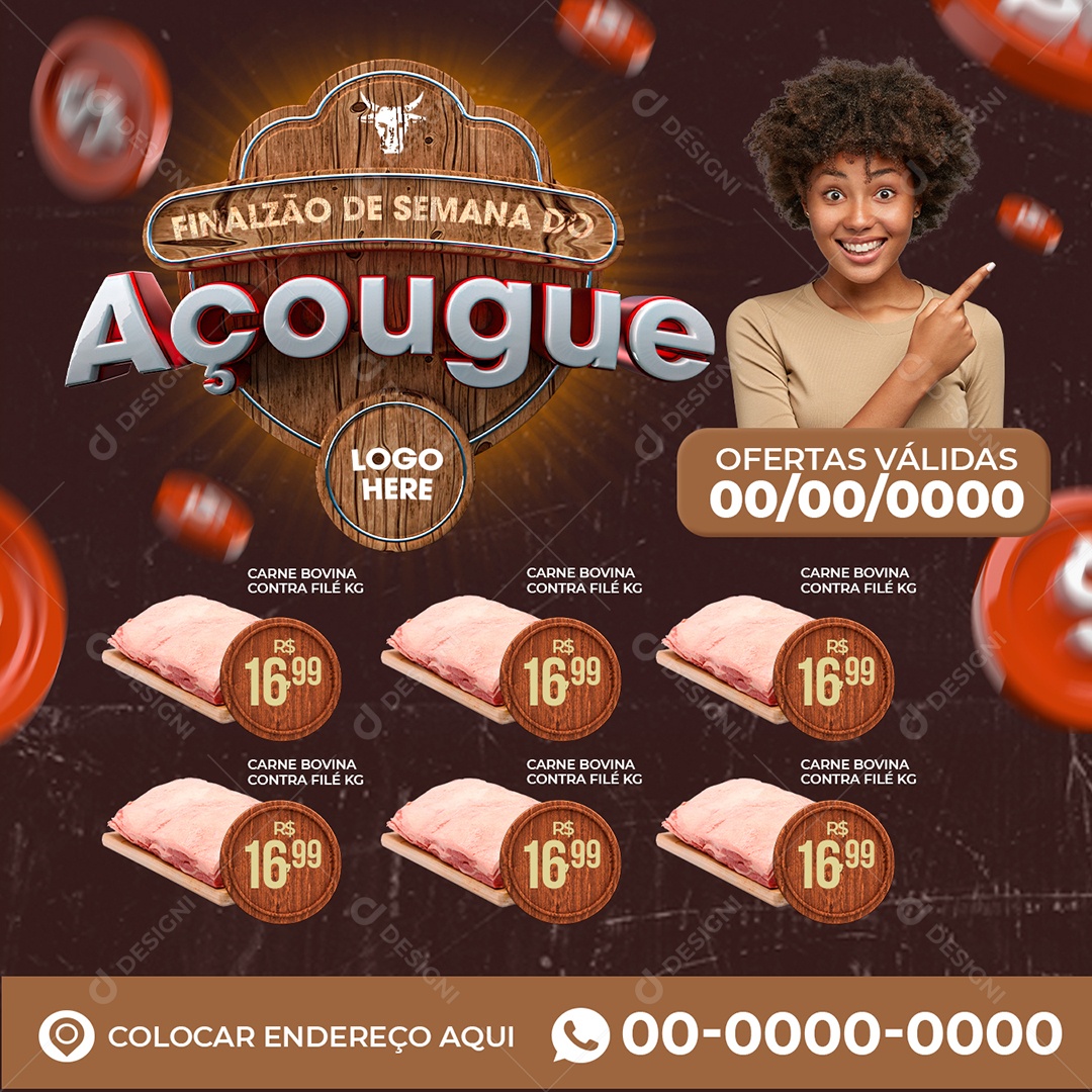 Social Media Encarte Finalzão De Semana Do Açougue PSD Editável
