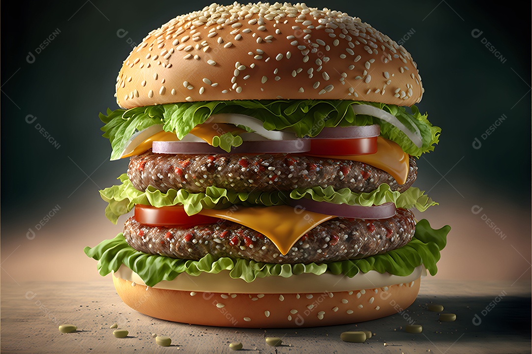 Delicioso Hambúrguer Realista Imagem De Inteligência Artificial