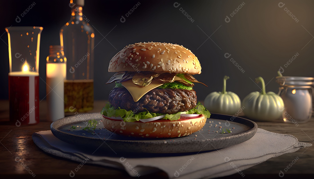 Delicioso Hambúrguer Realista Imagem De Inteligência Artificial