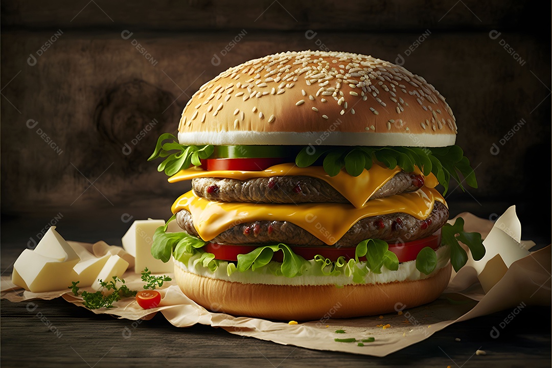 Hambúrguer Realista Imagem De Inteligência Artificial