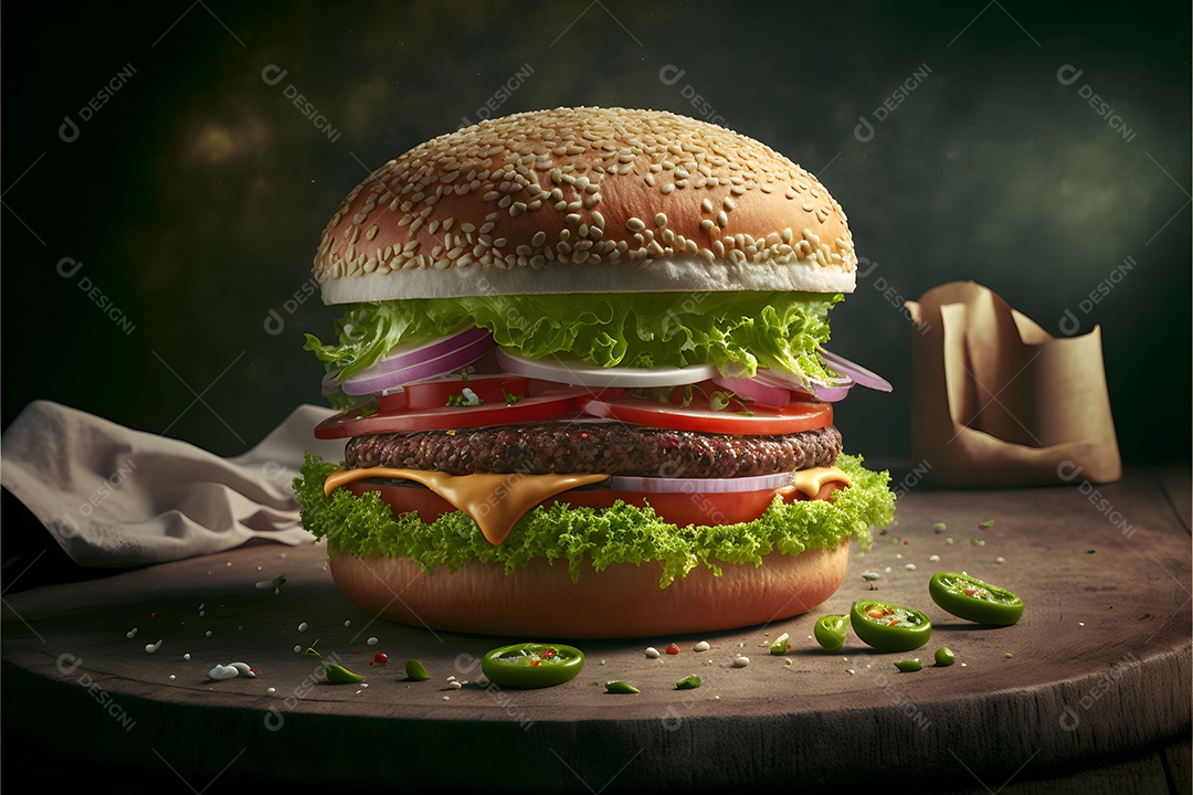 Hambúrguer Realista Imagem De Inteligência Artificial