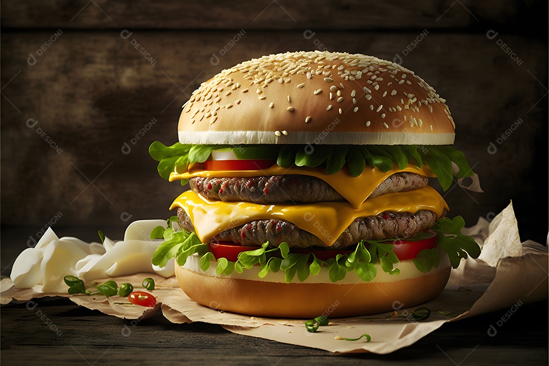 Hambúrguer Realista Imagem De Inteligência Artificial