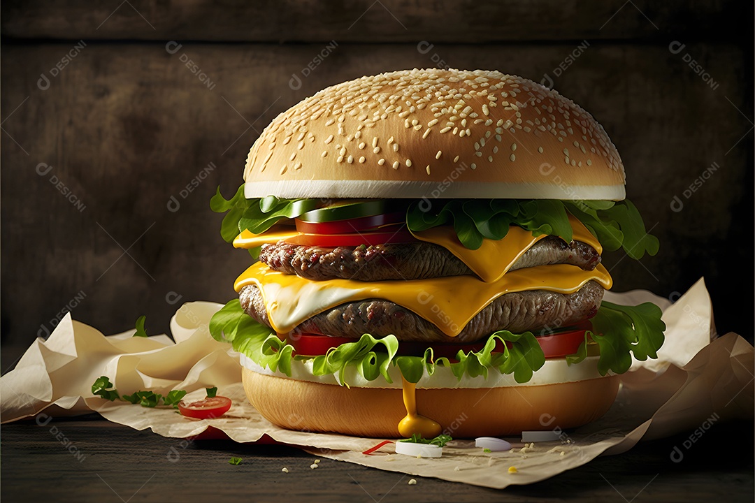 Hambúrguer Realista Imagem De Inteligência Artificial