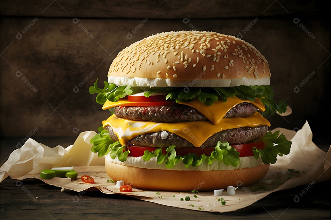 Hambúrguer Realista Imagem De Inteligência Artificial