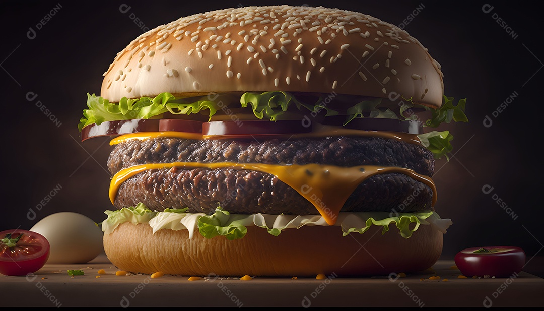 Delicioso Hambúrguer Realista Imagem De Inteligência Artificial