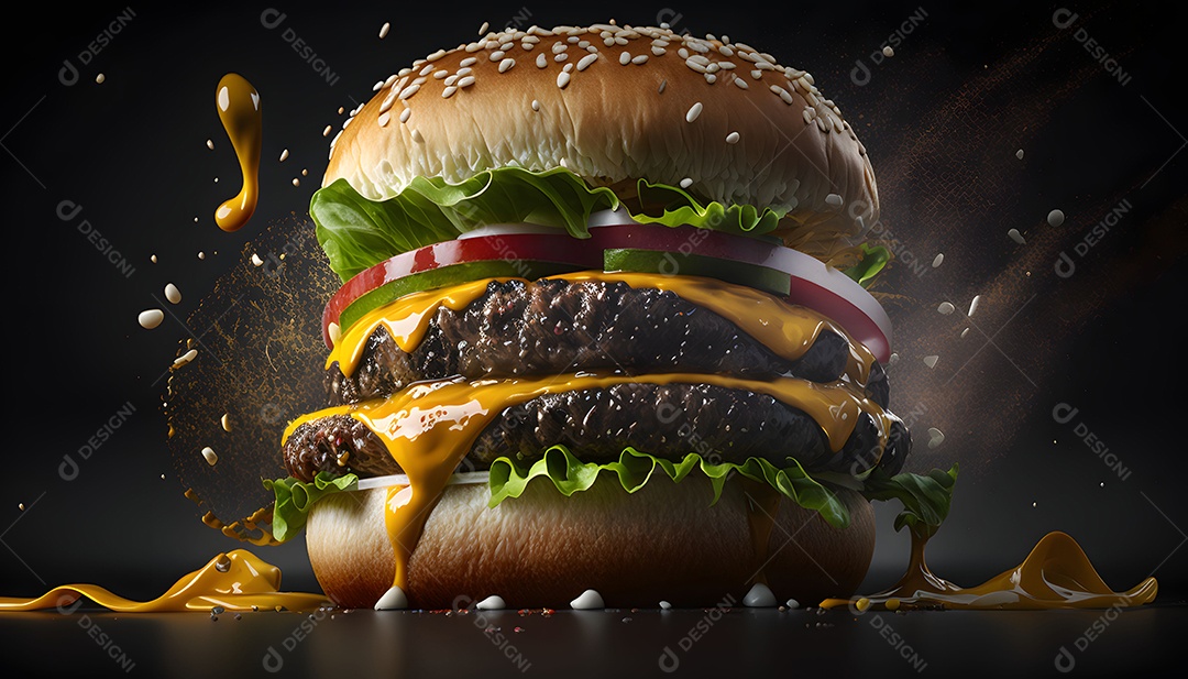 Delicioso Hambúrguer Realista Imagem De Inteligência Artificial