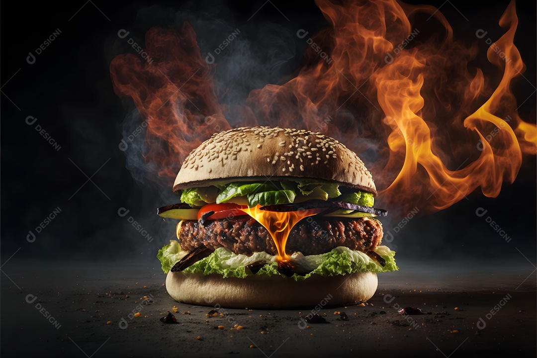 Delicioso Hambúrguer Realista Imagem De Inteligência Artificial