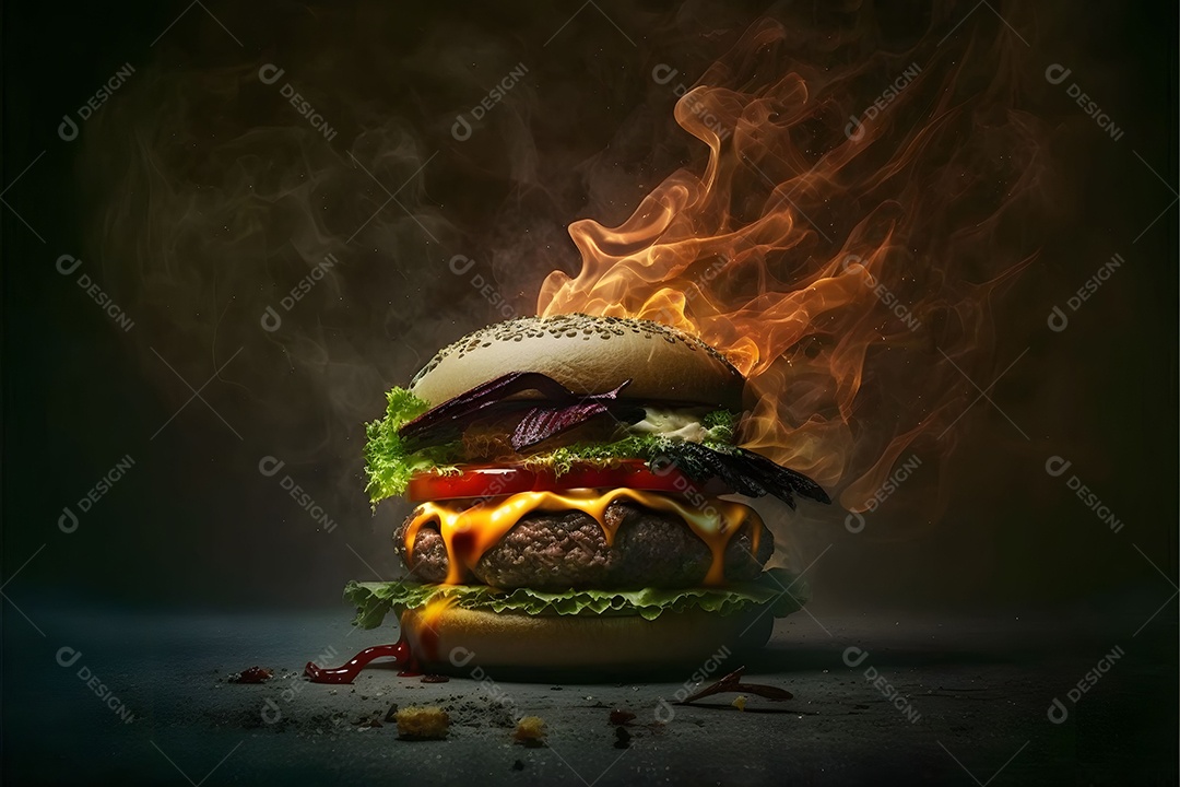 Delicioso Hambúrguer Realista Imagem De Inteligência Artificial