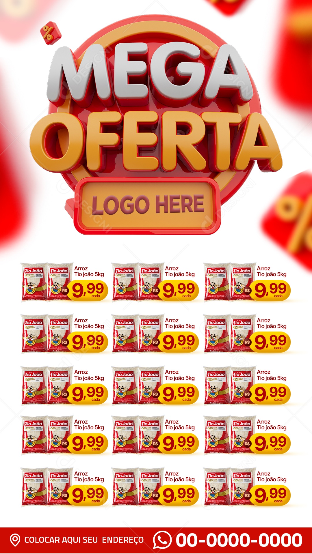 Social Media Encarte Mega Oferta Supermercado PSD Editável