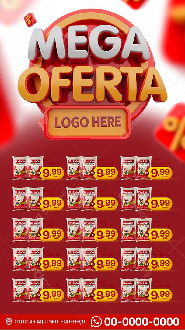 Social Media Encarte Mega Oferta Supermercado PSD Editável